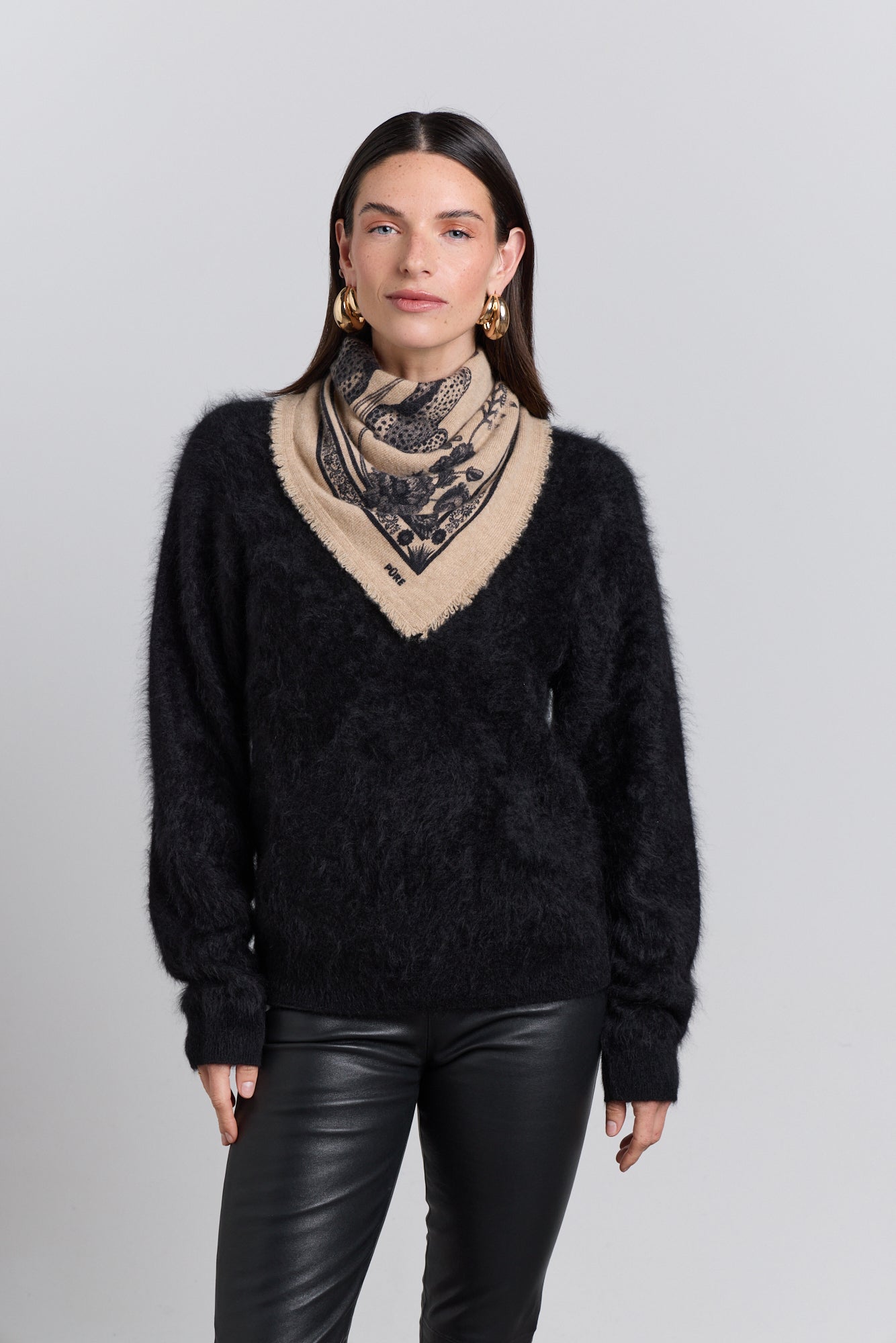 Pañuelo Bandana Tiger En Cachemira - Ecoland Beige & Negro - Mixto
