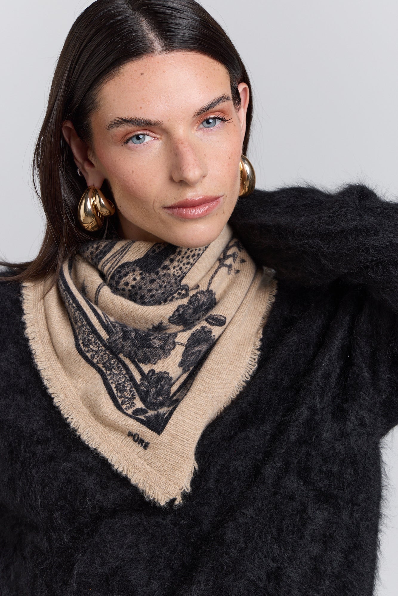 Pañuelo Bandana Tiger En Cachemira - Ecoland Beige & Negro - Mixto