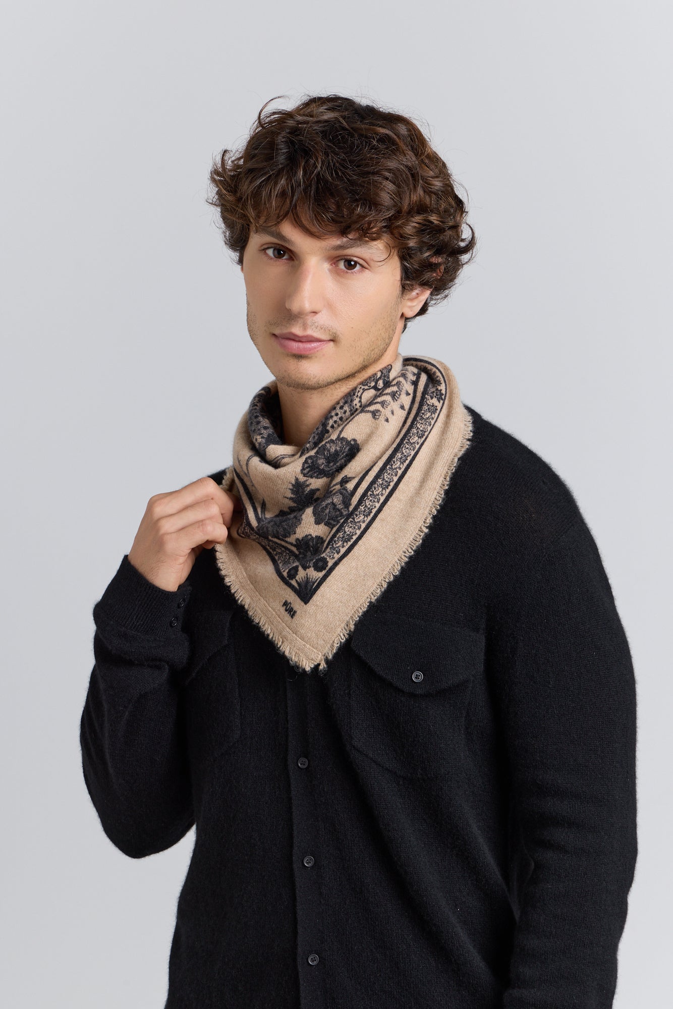 Pañuelo Bandana Tiger En Cachemira - Ecoland Beige & Negro - Mixto