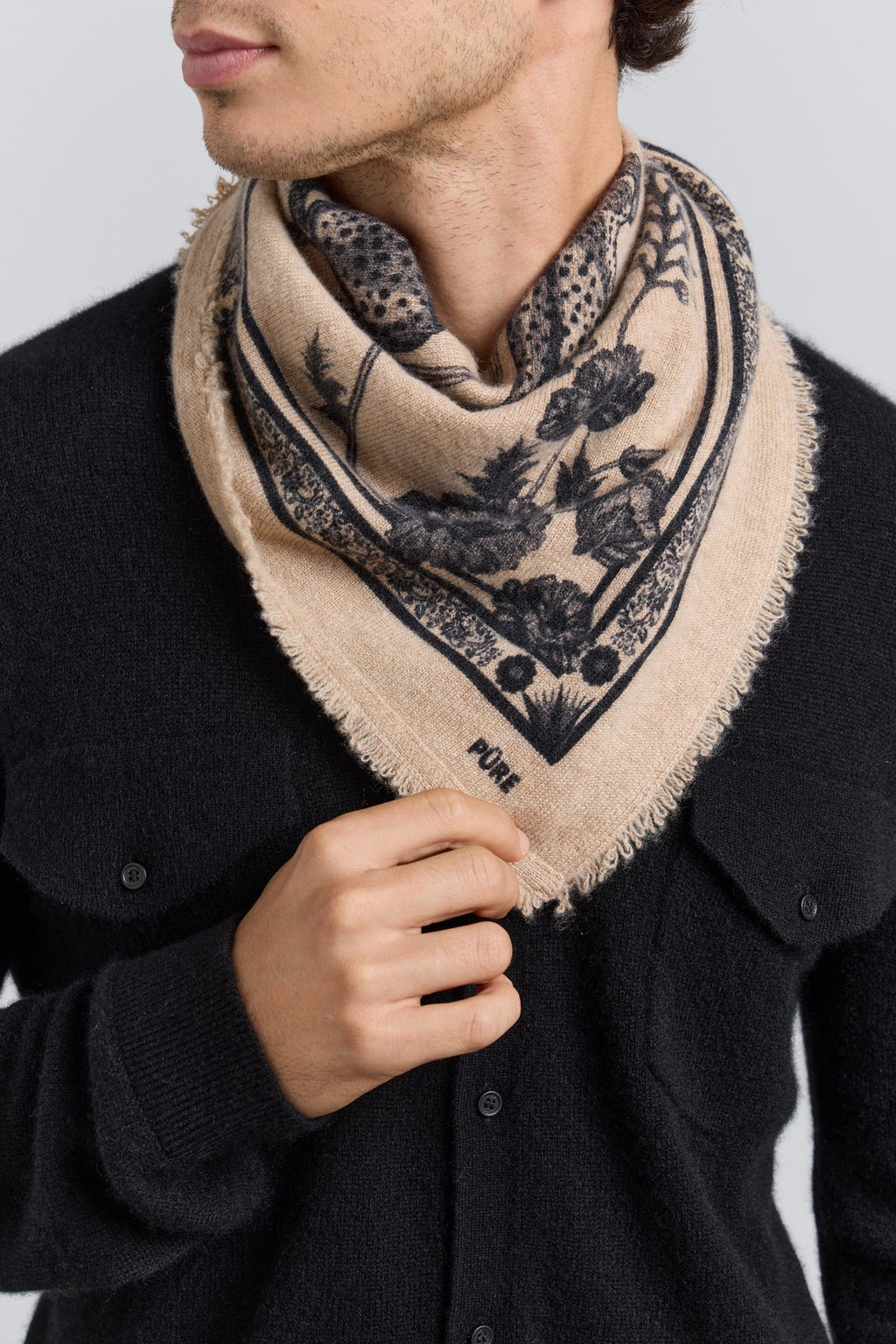 Pañuelo Bandana Tiger En Cachemira - Ecoland Beige & Negro - Mixto