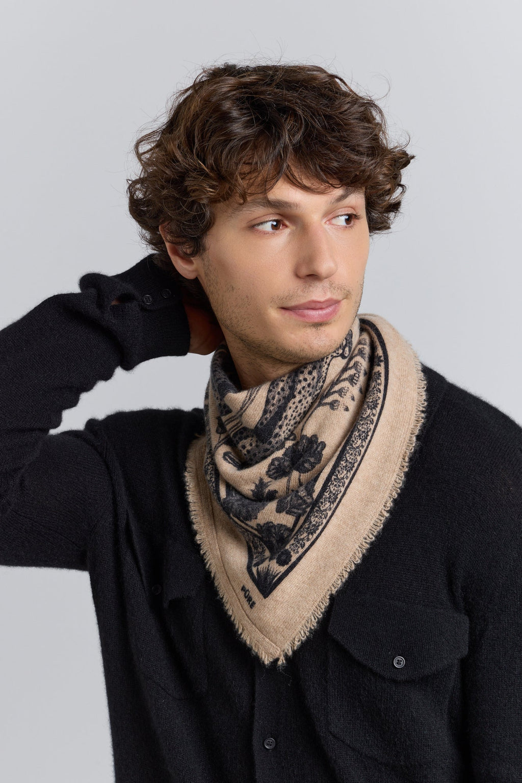 Pañuelo Bandana Tiger En Cachemira - Ecoland Beige & Negro - Mixto