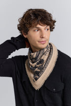 Pañuelo Bandana Tiger En Cachemira - Ecoland Beige & Negro - Mixto
