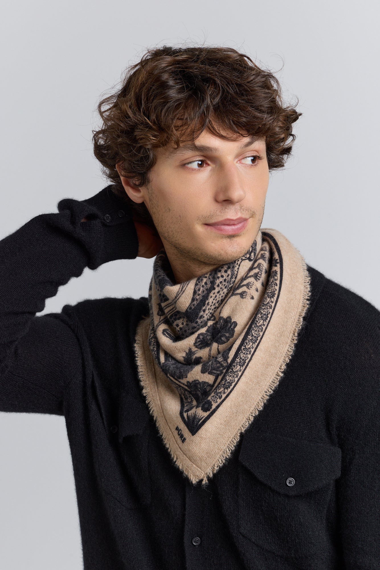 Pañuelo Bandana Tiger En Cachemira - Ecoland Beige & Negro - Mixto