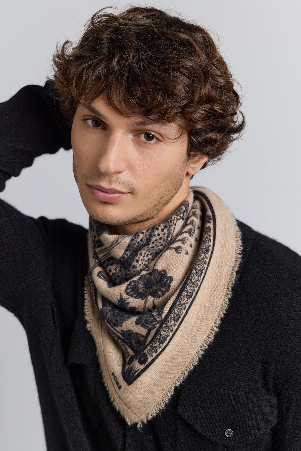 Pañuelo Bandana Tiger En Cachemira - Ecoland Beige & Negro - Mixto
