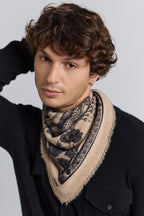 Pañuelo Bandana Tiger En Cachemira - Ecoland Beige & Negro - Mixto