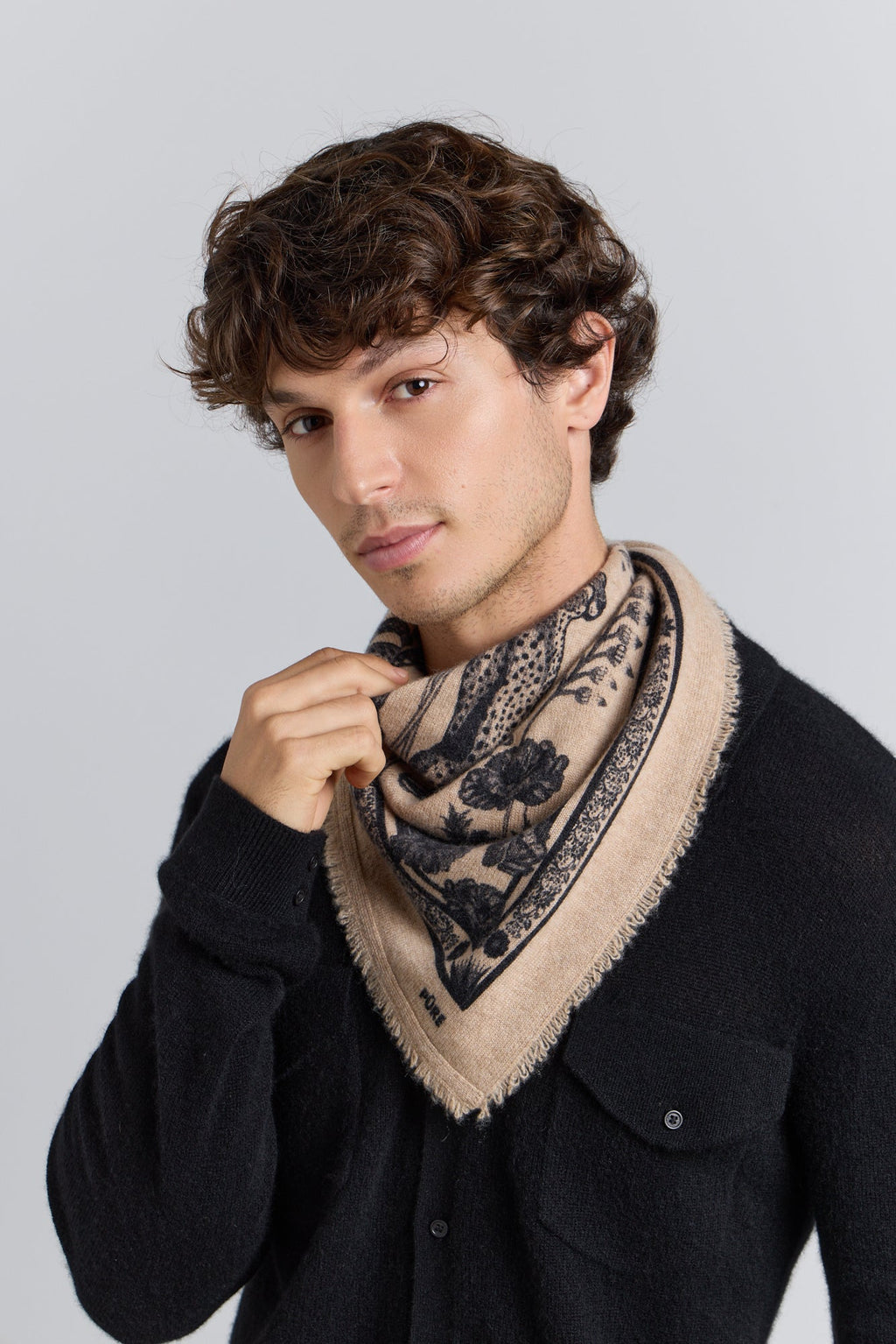 Pañuelo Bandana Tiger En Cachemira - Ecoland Beige & Negro - Mixto