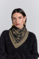 Tiger Cashmere Bandana Scarf - Ledburry Khaki & Black - Mixed