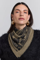 Tiger Cashmere Bandana Scarf - Ledburry Khaki & Black - Mixed