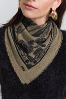 Tiger Cashmere Bandana Scarf - Ledburry Khaki & Black - Mixed
