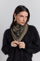 Tiger Cashmere Bandana Scarf - Ledburry Khaki & Black - Mixed