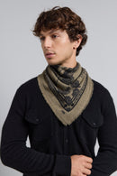 Tiger Cashmere Bandana Scarf - Ledburry Khaki & Black - Mixed