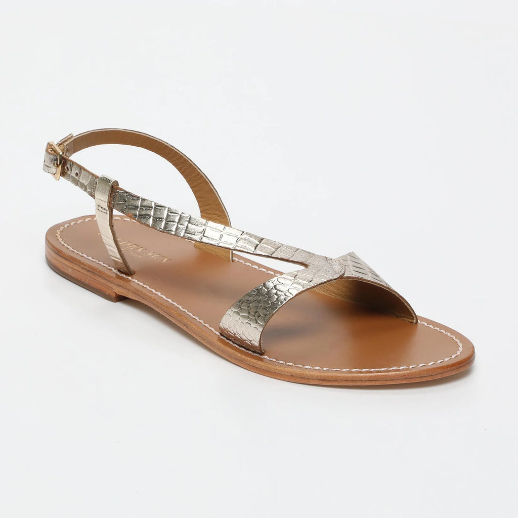 Sandalias Timo - Light Croco Gold