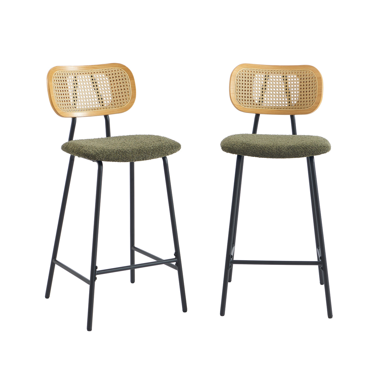 Tina - Set of 2 Stools - Rattan Cane Webbing