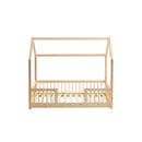 Cabin Bed with Guardrails - Slatted Base Included - Tiny - Solid Pine