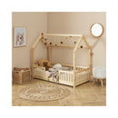 Cabin Bed with Guardrails - Slatted Base Included - Tiny - Solid Pine