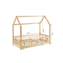 Cabin Bed with Guardrails - Slatted Base Included - Tiny - Solid Pine