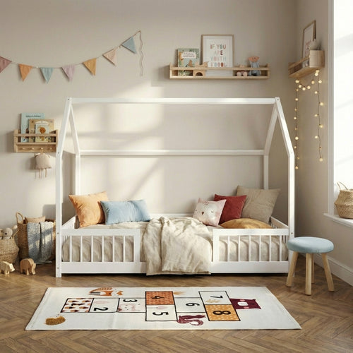 Tiny - Cama tipo cabina con barreras - Pino macizo blanco
