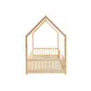 Cabin Bed with Guardrails - Slatted Base Included - Tiny - Solid Pine