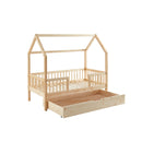Cama tipo cabina con barreras - Somier incluido + cajón - Pequeña - Pino macizo