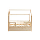 Cama tipo cabina con barreras - Somier incluido + cajón - Pequeña - Pino macizo