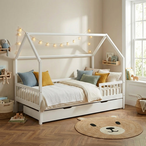 Tiny - Cama tipo cabina con barreras - Pino macizo blanco