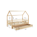 Cama tipo cabina con barreras - Somier incluido + cajón - Pequeña - Pino macizo