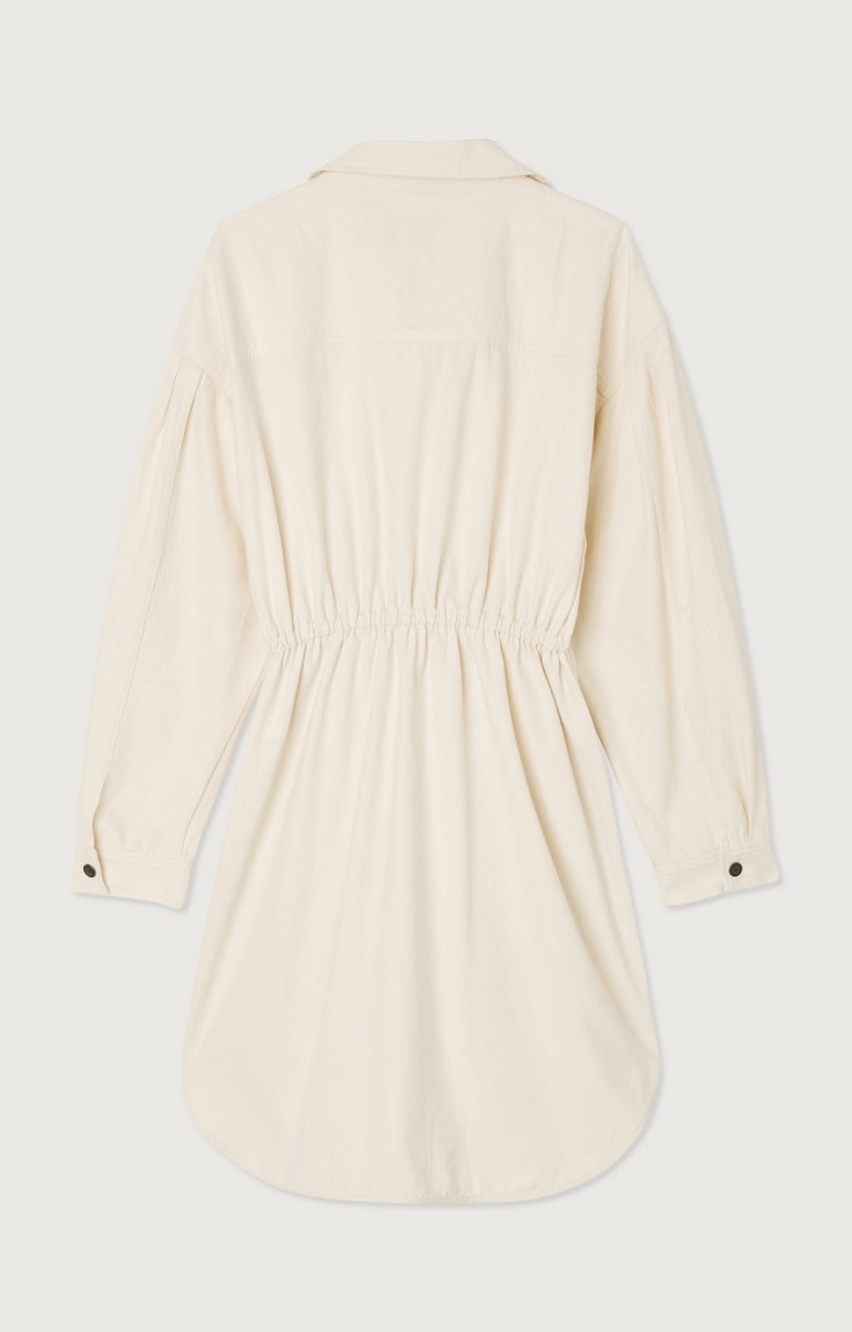 American Vintage - Vestido Camisero Midi Mangas Largas - Ecru - Mujer