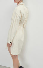 American Vintage - Vestido Camisero Midi Mangas Largas - Ecru - Mujer