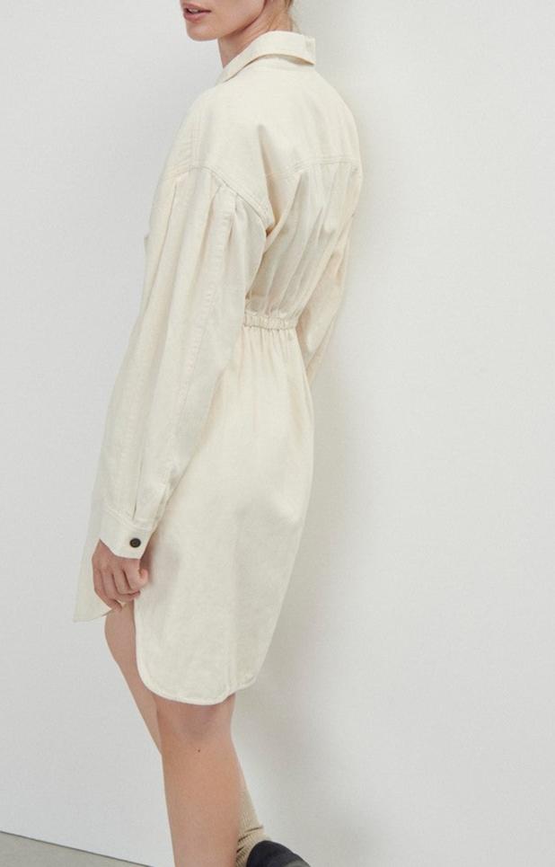 American Vintage - Vestido Camisero Midi Mangas Largas - Ecru - Mujer