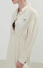 American Vintage - Vestido Camisero Midi Mangas Largas - Ecru - Mujer