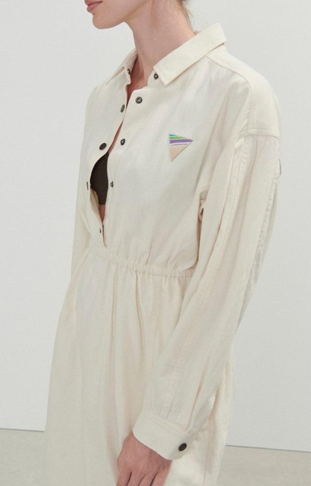 American Vintage - Vestido Camisero Midi Mangas Largas - Ecru - Mujer