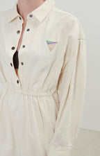 American Vintage - Vestido Camisero Midi Mangas Largas - Ecru - Mujer