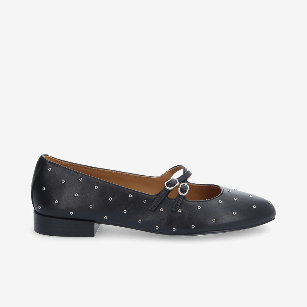 Flora Ballerina W - Nappa/Studs - Black/Silver