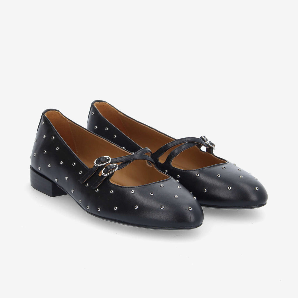 Flora Ballerina W - Nappa/Studs - Black/Silver