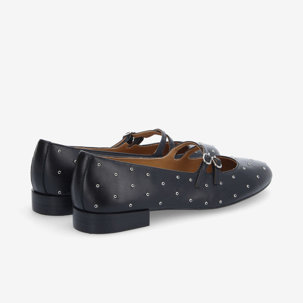 Flora Ballerina W - Nappa/Studs - Black/Silver