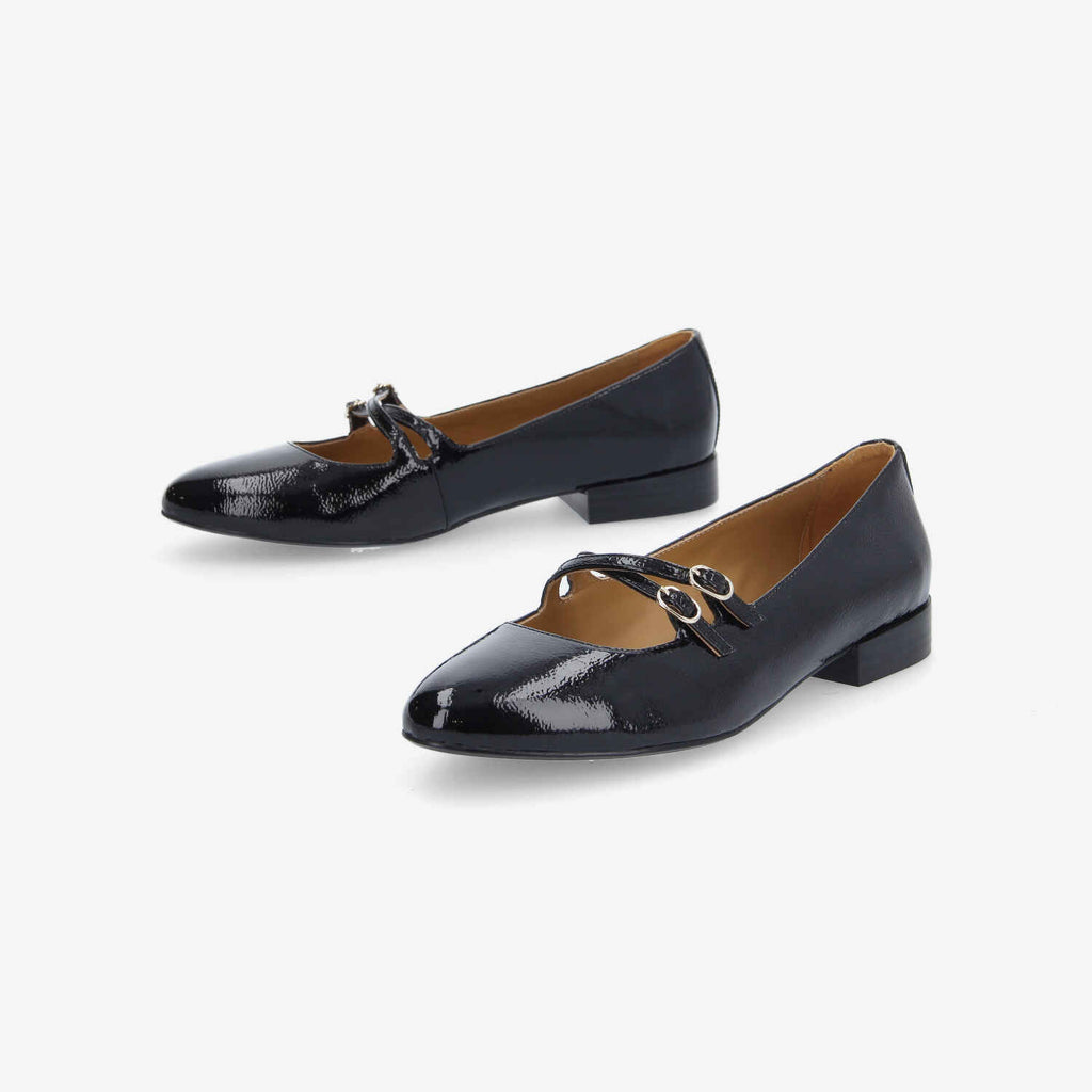 Flora Ballerina W - Wrinkled Patent - Black