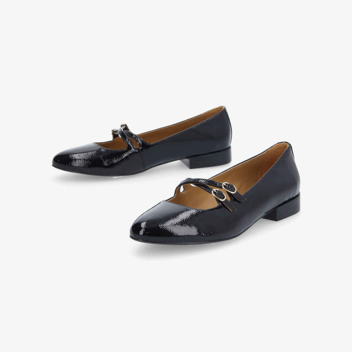 Flora Ballerina W - Wrinkled Patent - Black