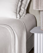 Paire De Taies D'Oreiller - Lin - Finition Bourdon - Blanc Liseré Noir