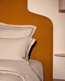 Paire De Taies D'Oreiller - Lin - Finition Bourdon - Moka Liseré Noir