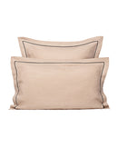 Paire De Taies D'Oreiller - Lin - Finition Bourdon - Moka Liseré Noir