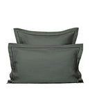 Paire De Taies D'Oreiller - Lin - Finition Bourdon - Gris Laurier Liseré Noir