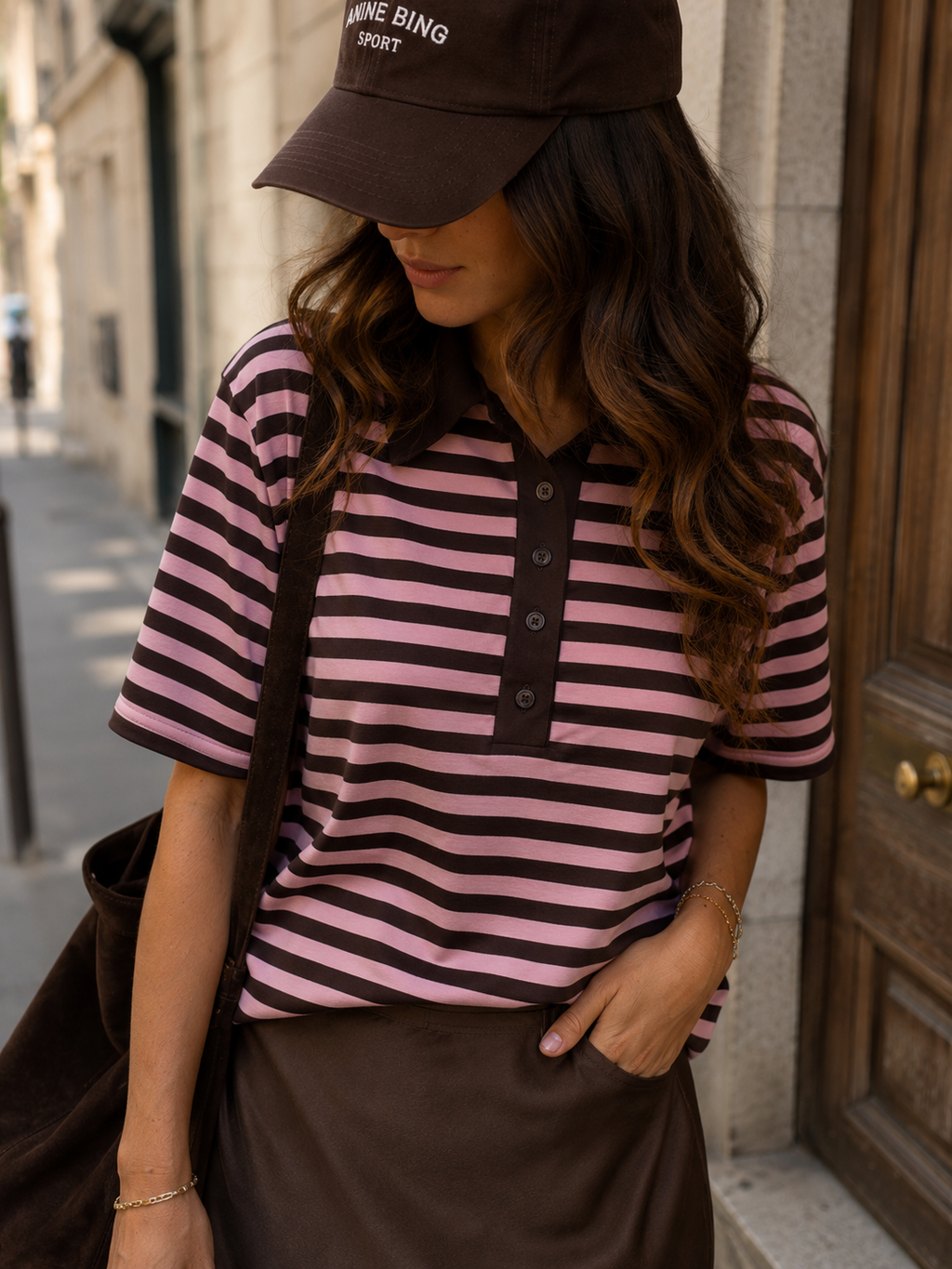 Tom Short-Sleeved Polo Shirt - Choco/Pink