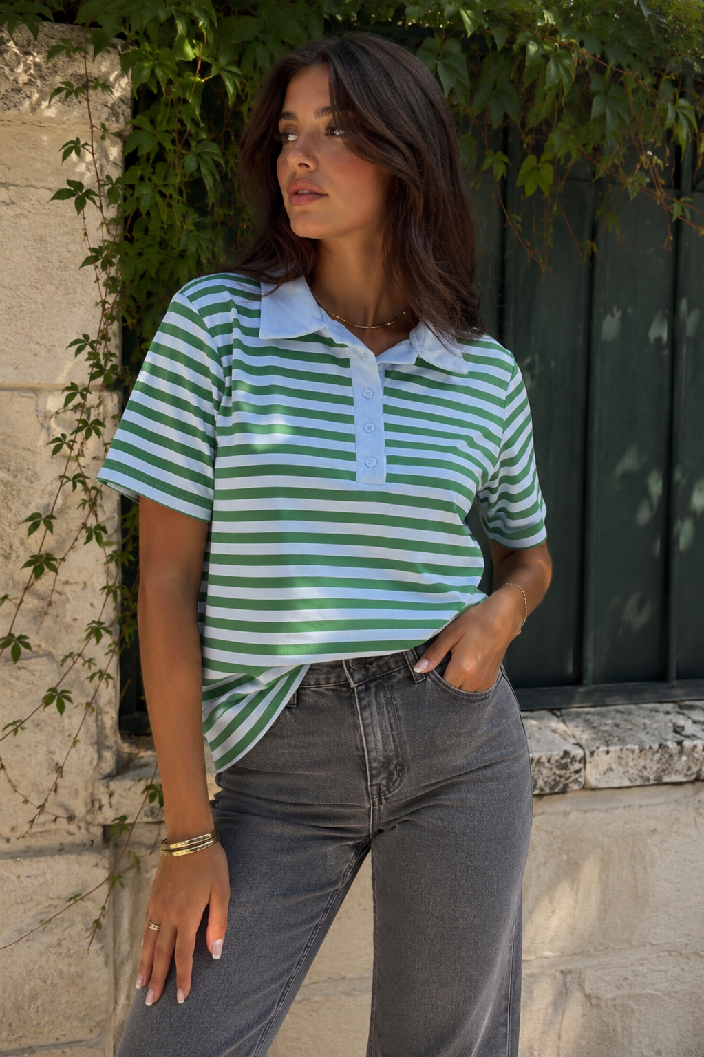 Short-sleeved Tom Polo Shirt - Green/Blue