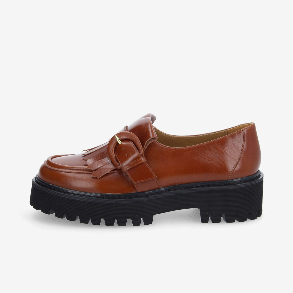 Mysen Buckle W - Lacquer Leather - Cognac
