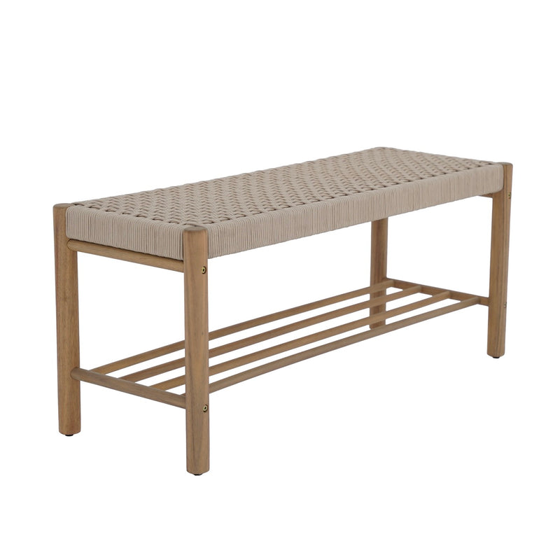 Banc Intérieur & Extérieur - Tongo - En Bois D'Acacia & Corde - Beige