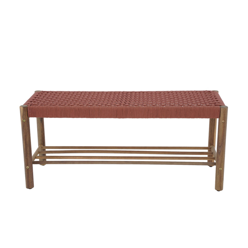 Tongo - Banco de interior y exterior - Madera de acacia y cuerda terracota