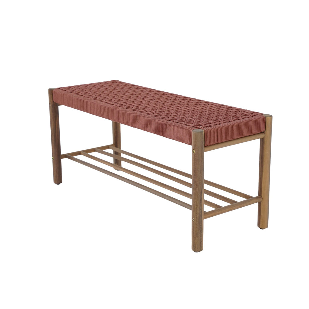 Tongo - Banco de interior y exterior - Madera de acacia y cuerda terracota