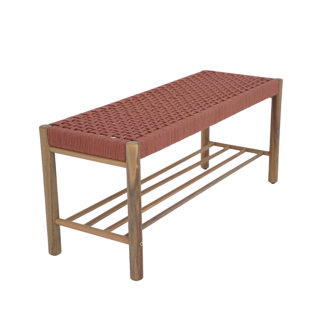 Tongo - Banco de interior y exterior - Madera de acacia y cuerda terracota