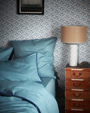 Paire De Taies D'Oreillers - Percale De Coton - Bleu Chardin Liseré Bleu Cobalt