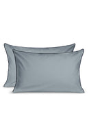 Paire De Taies D'Oreiller - Percale De Coton - Gris Liseré Noir